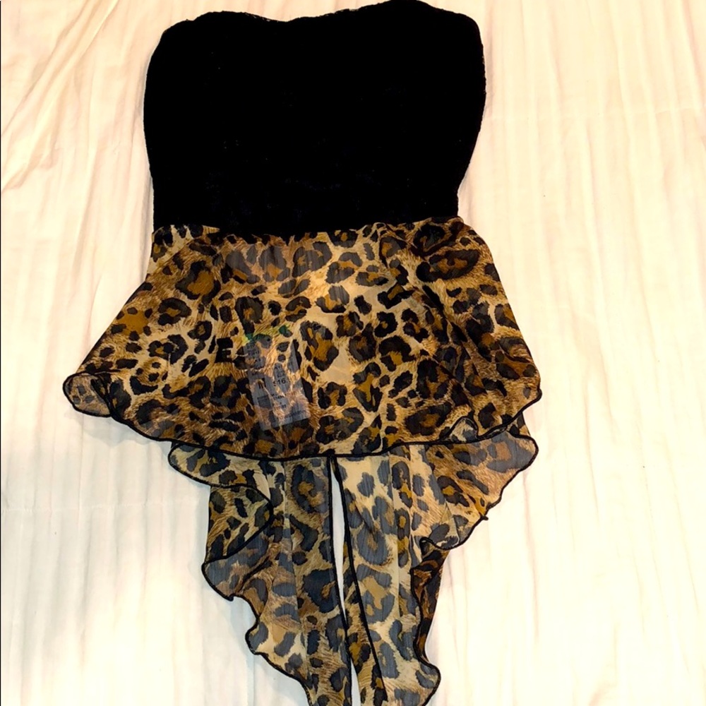Sexy Black Tube Top with Sheer Leopard Bottom!